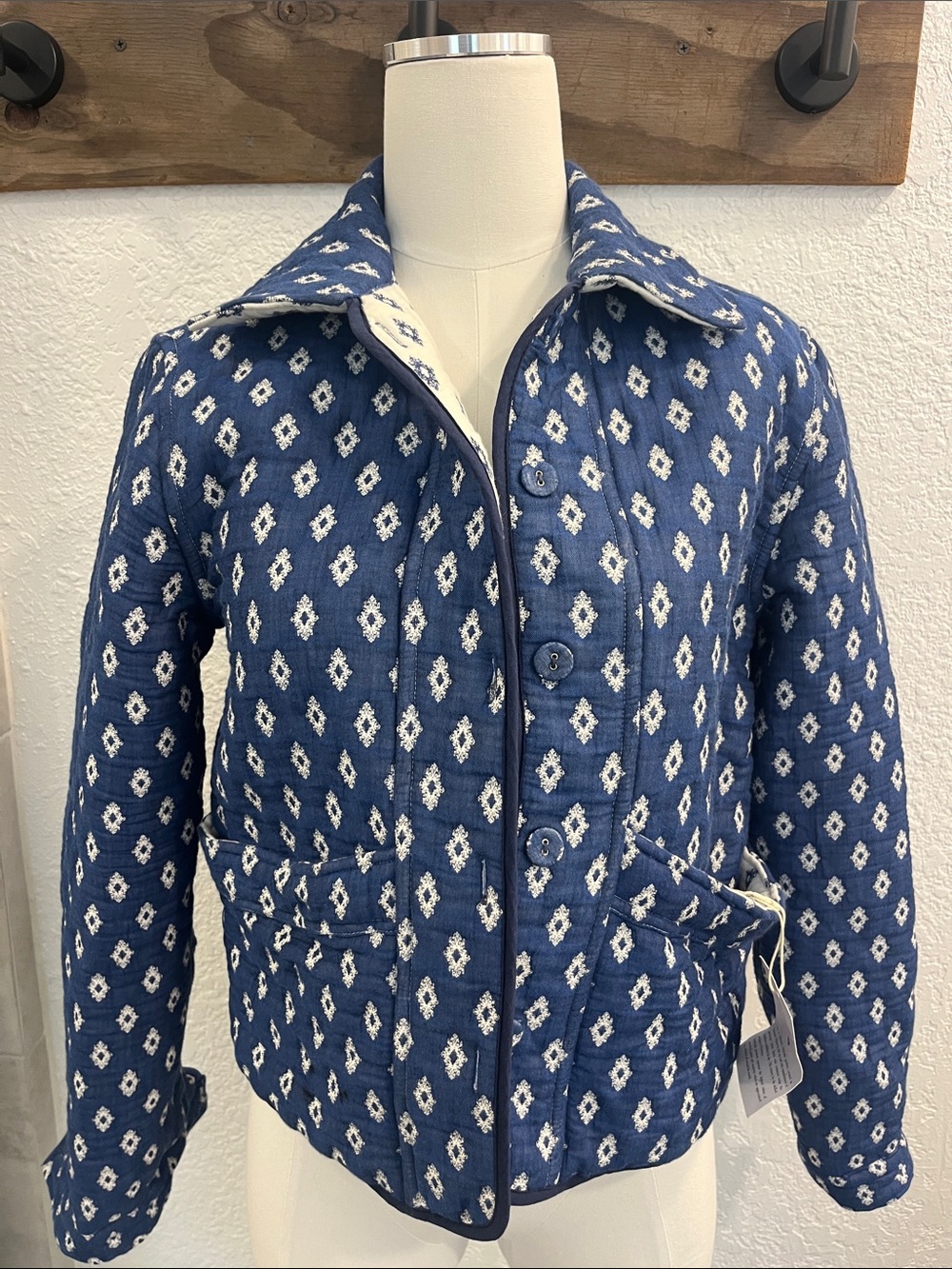 Souleiado- Navy blue & white GISELE "Merveilleuse" jacket - Picture 2 of 11